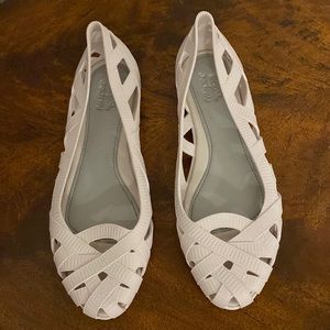 Melissa’s Women’s Size 8, White Jelly Flats, Melissa + Jason WU